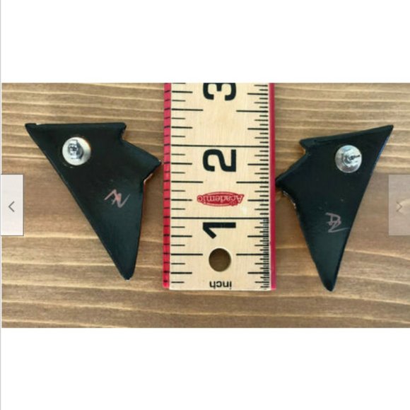 Bold Blue & Gold Glam Lightening Bolt Handpainted Ceramic Earrings Artist Signed - Picture 7 of 7